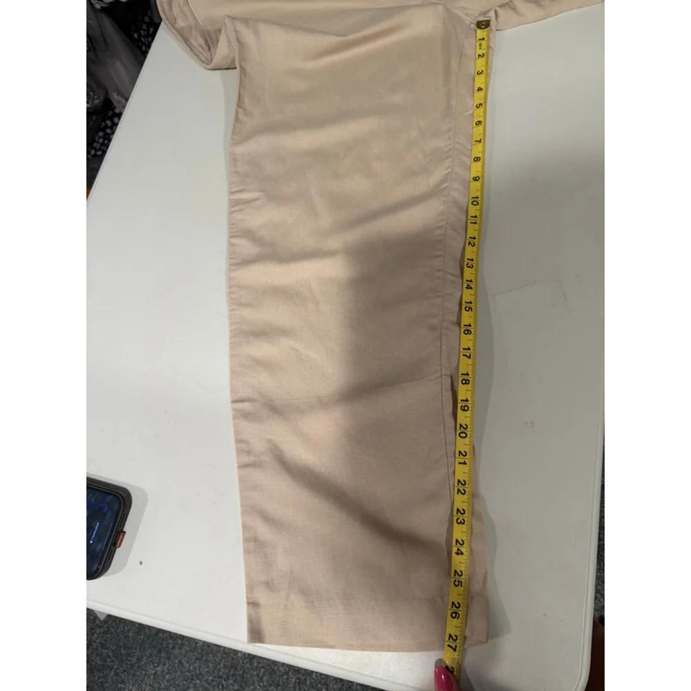 H&M Beige Linen Blend Ankle Cropped wide Pants Size M